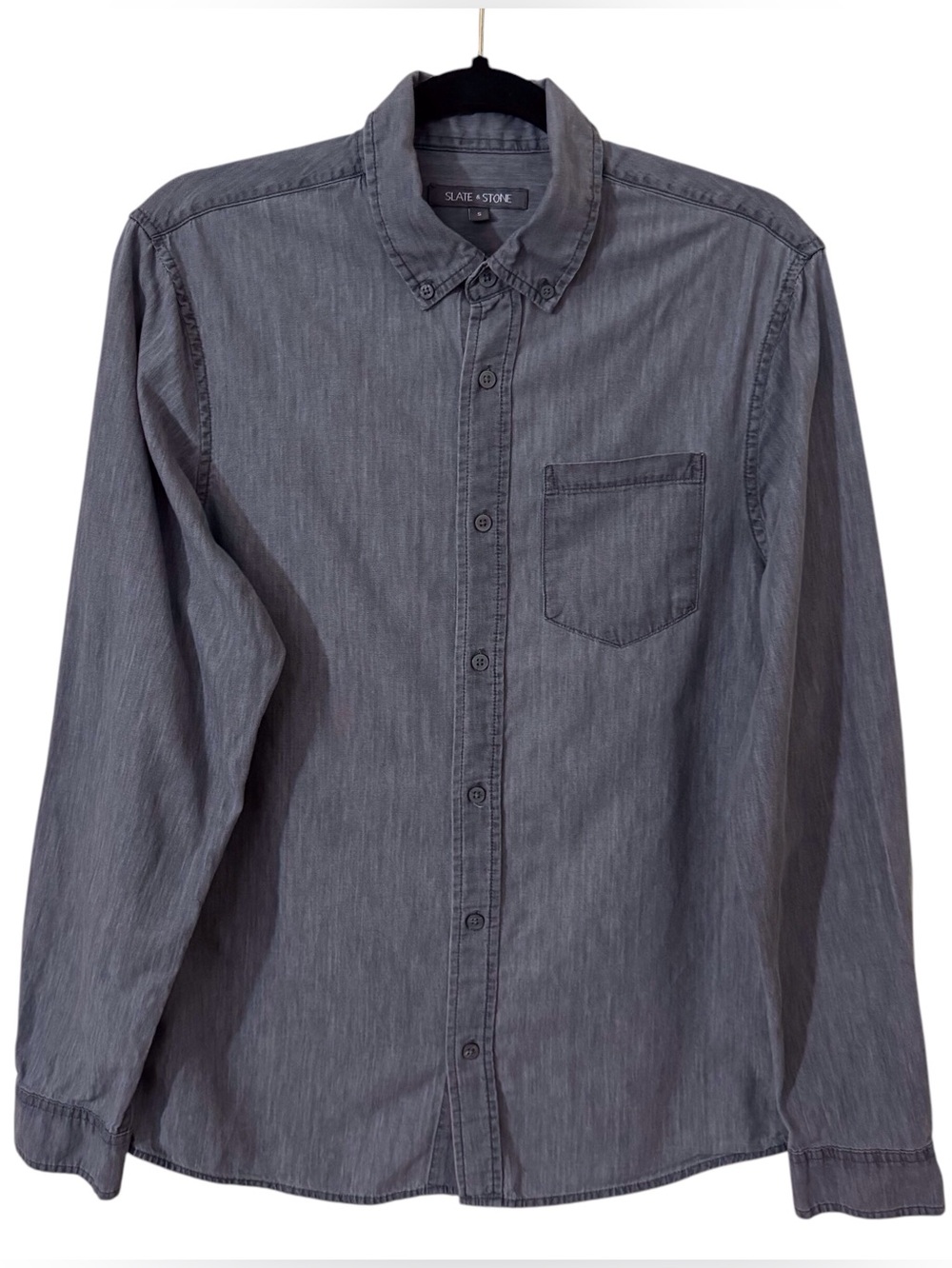 Slate & Stone Mens Size Small Gray Cotton Collared Long Sleeve Button Up Shirt
